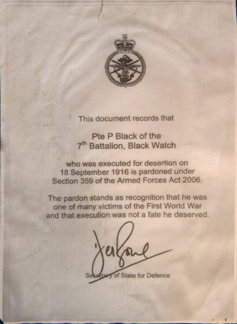 Certificate of Pardon for Peter Black
