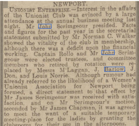 Newport Unionist Club 1908
